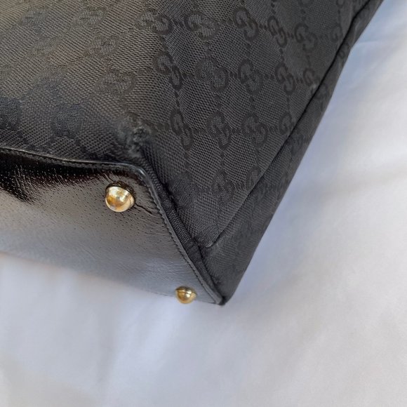 Auc Gucci Eclipse GG Canvas/patent leather Medium Tote - Picture 15 of 16